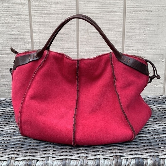 RARE Sofia C Red Suede Bucket Bag - Picture 4 of 16